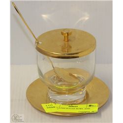 24K PLATED SUGAR BOWL AND SPOON