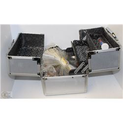 METAL MAKE UP CASE WITH VARIOUS HOUSEHOLD ITEMS