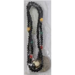 BEADED NECKLACE WITH US 1$ COIN PENDANT
