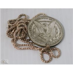 CHAINED NECKLACE WITH US $1 COIN PENDANT