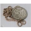 Image 1 : CHAINED NECKLACE WITH US $1 COIN PENDANT