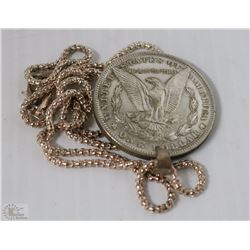CHAINED NECKLACE WITH US $1 COIN PENDANT