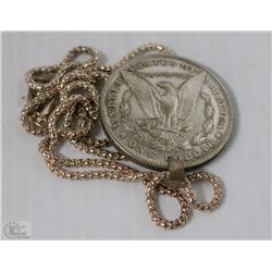 CHAINED NECKLACE WITH US $1 COIN PENDANT