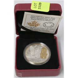 TRP213) 2014 20$ FINE SILVER COIN 100 ANNIVERSARY