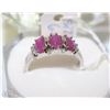 Image 1 : #3-NATURAL RUBY & CZ .925 SOLID SILVER RING