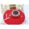 Image 1 : #19-TUKISH BLUE SAPPHIRE &CZ .925 SOLID SILVER RIN