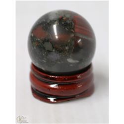 #38-NATURAL BLOOD STONE SPHERE CRYSTAL HEALING BA