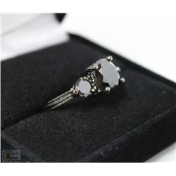 LADIES BLACK ON BLACK RING SZ 7