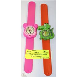 2 NEW KIDS YOUTH "SNAP" STRAP WATCHES INCL DRAGON