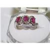 Image 1 : #5-NATURAL RUBY & CZ .925 SOLID SILVER RING