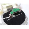 Image 1 : #14-GREEN EMERALD & CZ.925 SOLID SILVER RING