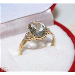 TRP226) 10 KT YELLOW GOLD DIAMOND & AQUAMARINE