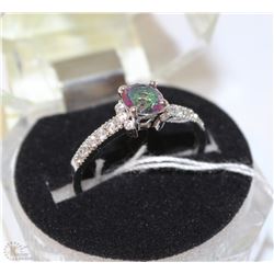 #24-RAMBOW MYSTIC &CZ .925 SOLID SILVER RING