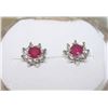 Image 1 : #27-NATURAL RUBY &CZ.925 SOLID SILVER EARRINGS