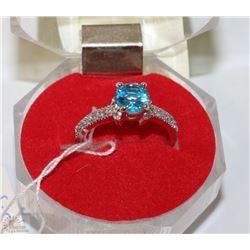#22-SKY BLUE TOPAZ & CZ .925 SOLID SILVER RING