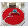 Image 1 : #22-SKY BLUE TOPAZ & CZ .925 SOLID SILVER RING