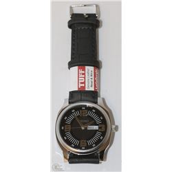 TRP218) SEIKO WATCH WITH DAY AND GENUINE LEATHER