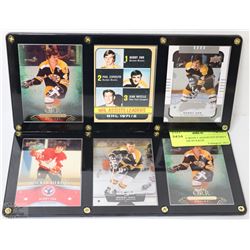 2 FRAMES WITH 3 ASSORTED BOBBY ORR CARDS IN EACH
