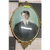 Image 1 : ANTIQUE BRASS FRAMED CONVEXED GLASS PORTRAIT