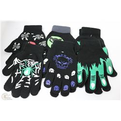 6PK OF HALLOWEEN GLOW IN THE DARK GLOVES
