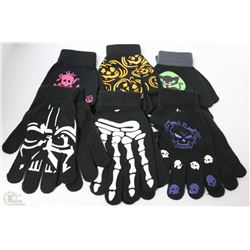 6PK OF HALLOWEEN GLOW IN THE DARK GLOVES