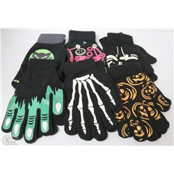 6PK OF HALLOWEEN GLOW IN THE DARK GLOVES
