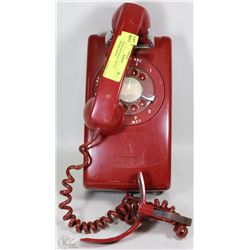 VINTAGE RED WALL MOUNT LANDLINE PHONE