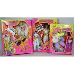 SET OF 3 COLLECTABLE JEM DOLLS GLITTER AND GOLD