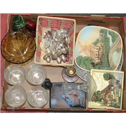 FLAT OF ESTATE ITEMS INCL SPOON COLLECTION,