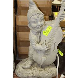 CELLO PLAYING GNOME UNPAINTED CONCRETE STATUE