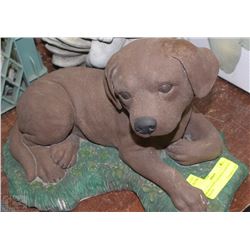 BROWN PUPPY CONCRETE PAINTED STATUE