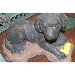 BLACK  PUPPY CONCRETE PAINTED STATUE