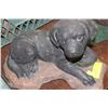 Image 1 : BLACK  PUPPY CONCRETE PAINTED STATUE