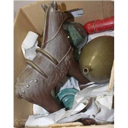 BOX OGF ASSORTED DECORATIVE CERAMIC ITEMS