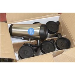 CASE OF 6 STAINLESS STEEL TRAVEL MUGS