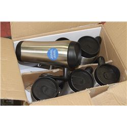 CASE OF 6 STAINLESS STEEL TRAVEL MUGS