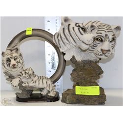 SET OF TWO PORCELAIN WHITE TIGERS