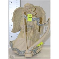 MUSICAL PORCELAIN ANGEL WITH HARP