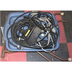 LOT OF EXTENSION CORDS AND TABLE LEGS