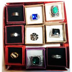 LOT OF 9 MEN'S FASHION RINGS