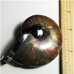 LARGE NATURAL AMMONITE FOSSIL PENDANT