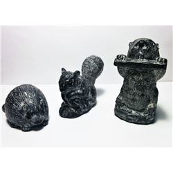 LOT OF 3 HAND CARVED "WOLF ORIGINALS"