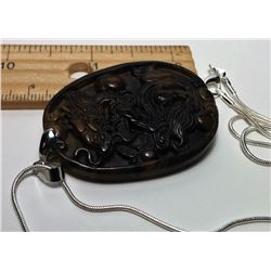 DRAGON CARVED CHINESE OLD JADE (NEPHRITE) PENDANT