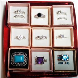 LOT OF 9 LADIES FASHION RINGS