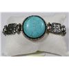 Image 1 : SILVER TONE BAND WITH LARGE TURQUOISE STONE 8"
