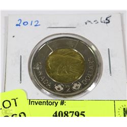 2012 CANADA 2 DOLLARS BEAR SECURITY MARK
