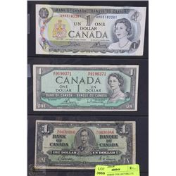 SHEET W/THREE COLLECTIBLE $1 BILLS - 1937,