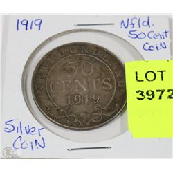 1919 NEWFOUNDLAND SILVER 50 CENT COIN