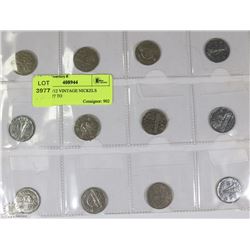 SHEET W/12 VINTAGE NICKELS FROM 1927 TO