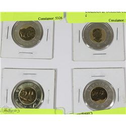 LOT OF 4 CANADIAN $2 DOLLAR COINS
